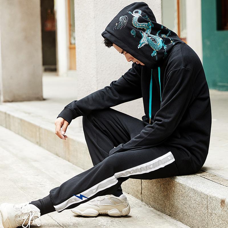 Teal Dragon Embroidered Hoodie