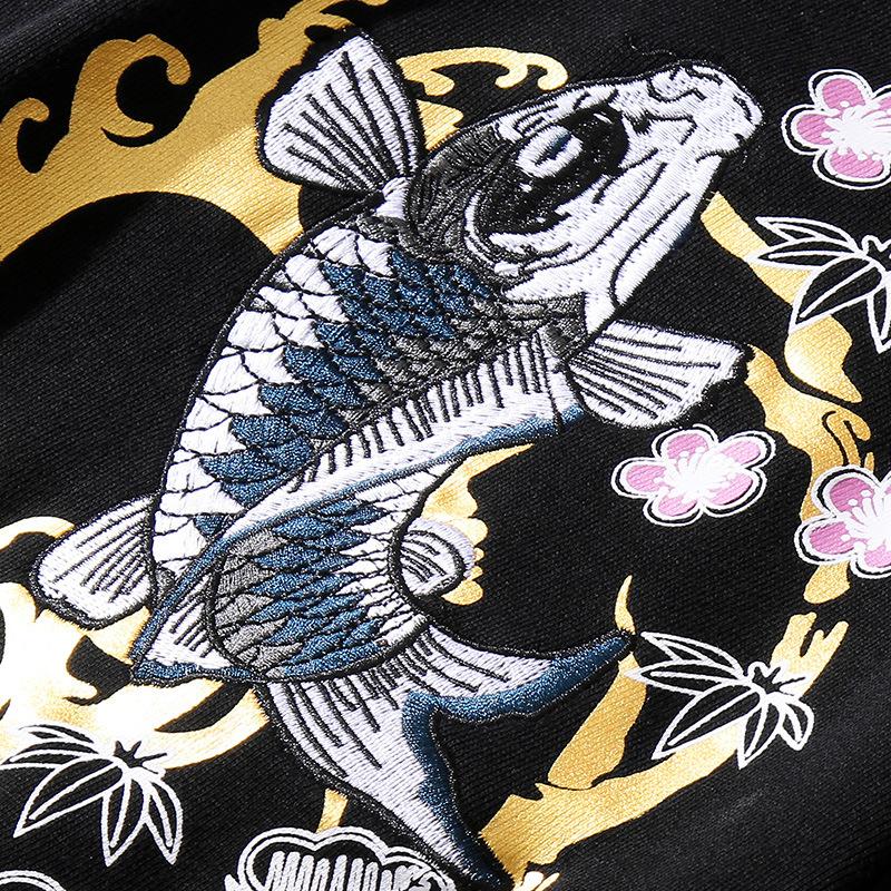 Floral Koi Carp Embroidery Sweatshirt